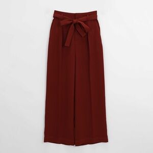 Uniqlo Burgundy Wide Leg Pants with Waist Tie Small